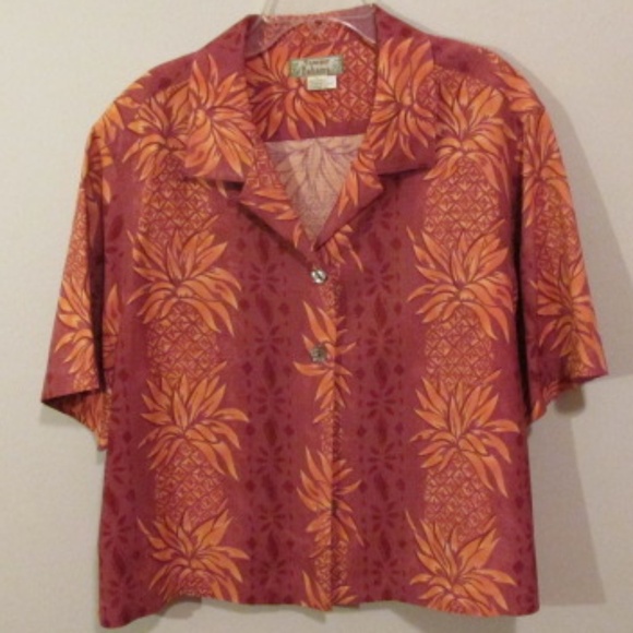 Tommy Bahama Cropped Hawaiian Shirt, Size L - Picture 1 of 6